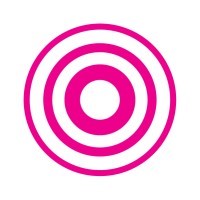 Adsonica logo: pink concentric circles on white background