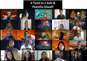 Screenshot of people celebrating Diwali virtually