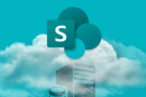 illustration of the SharePoint logo in a cloud